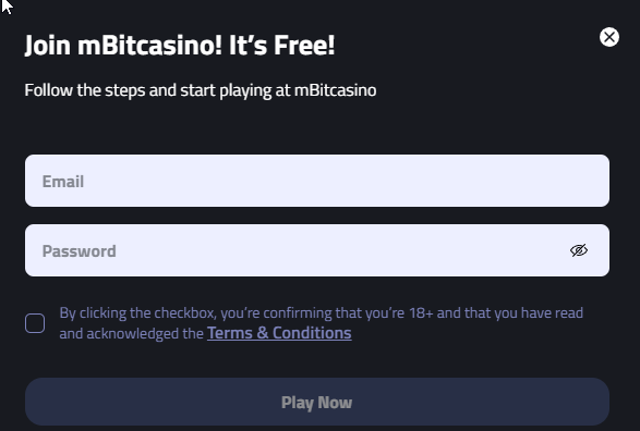 mBit casino signup